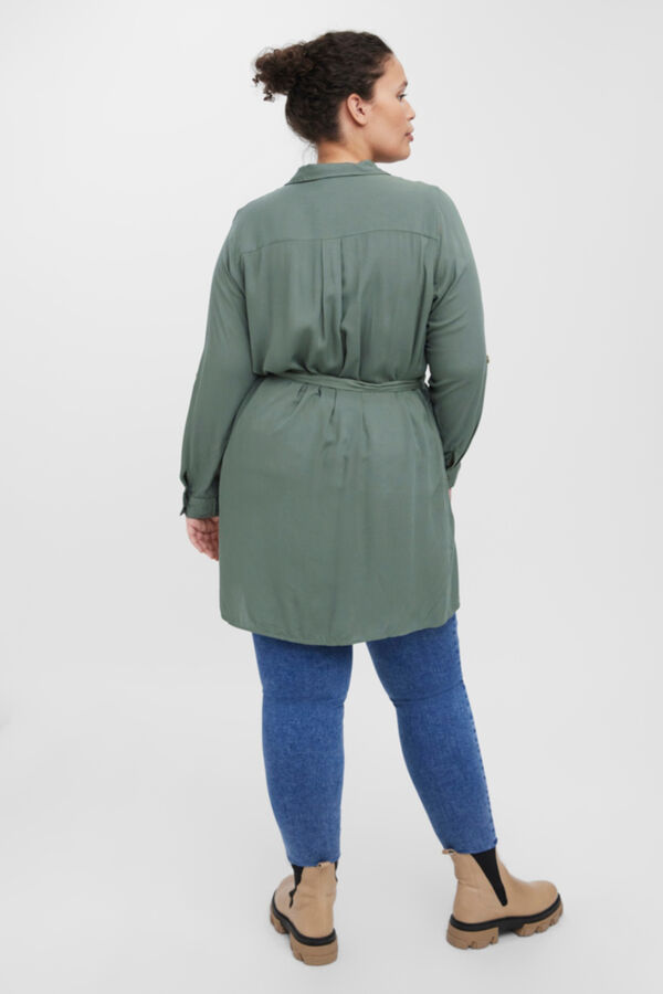 Vero Moda Curve Vestido curto camiseiro cintura subida Verde