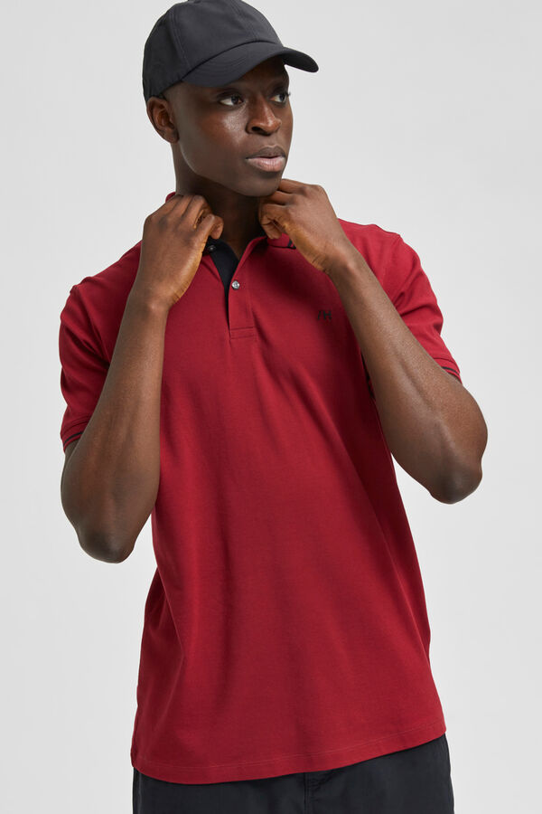 Cortefiel Polo de hombre manga corta con detalle contraste Rojo