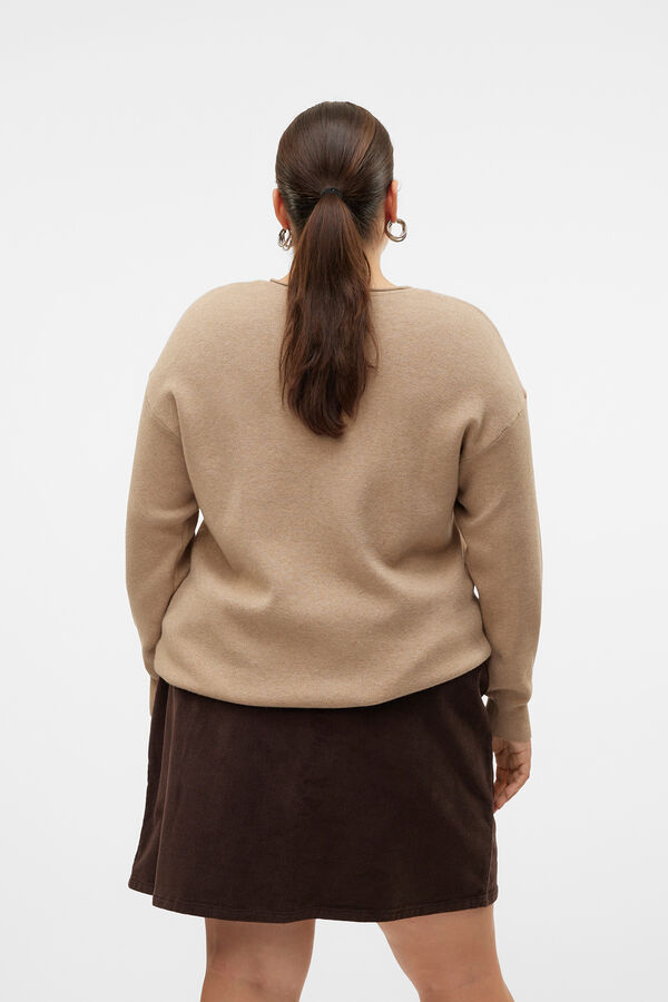 Vero Moda Curve Jersey de punto de manga larga talla grande Marrón