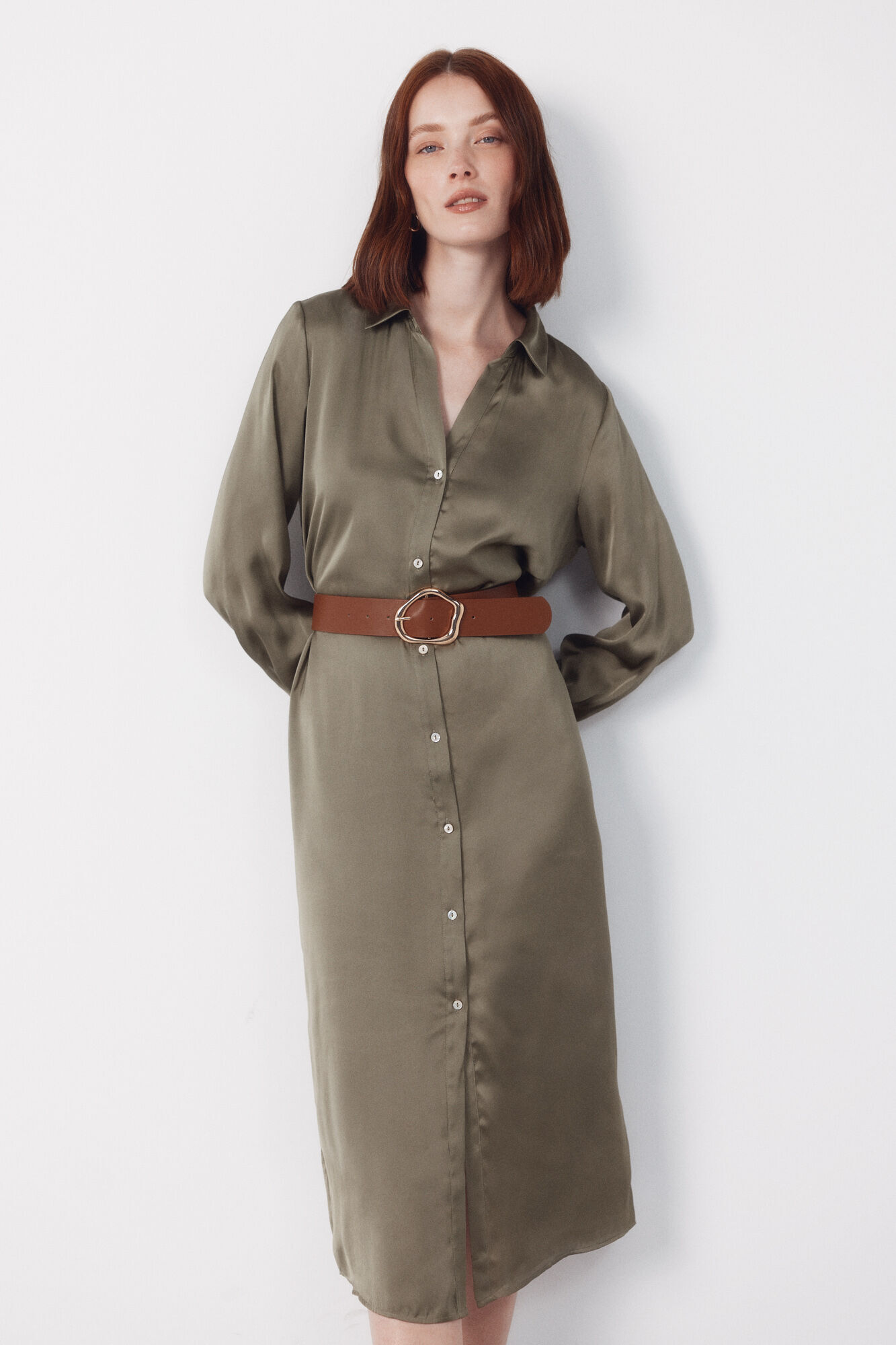 Cortefiel Vestido camisa de cetim