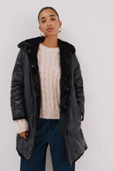 Cortefiel Sobretudo comprido revers&iacute;vel efeito pelo Preto