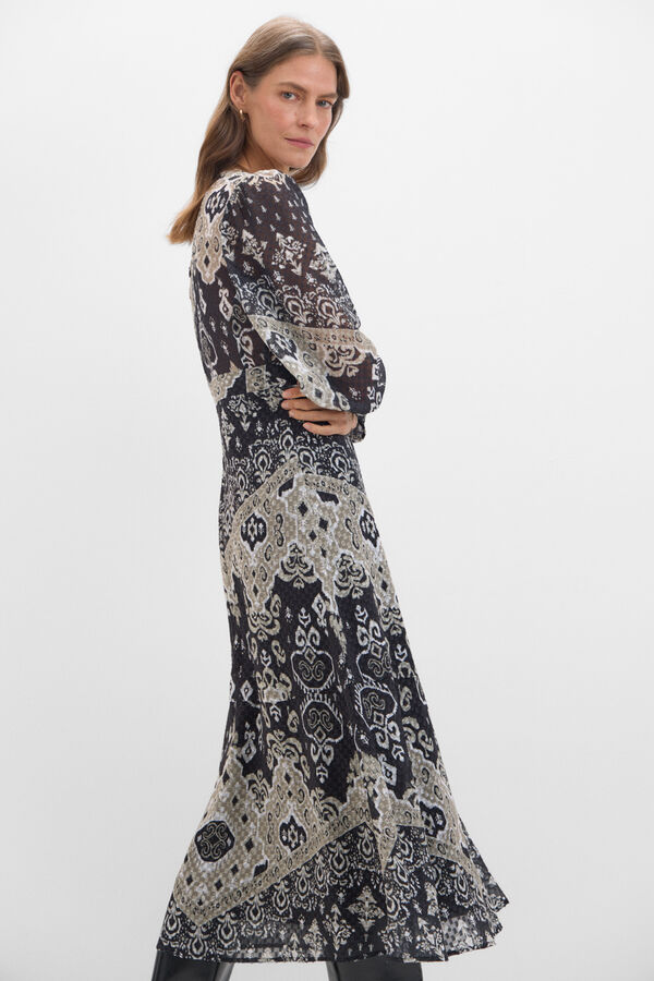 Cortefiel Vestido estampado com textura Multicolorido