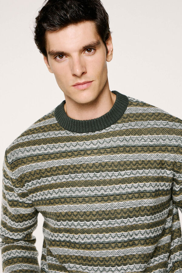 Selected Jersey lana cuello caja Verde oscuro