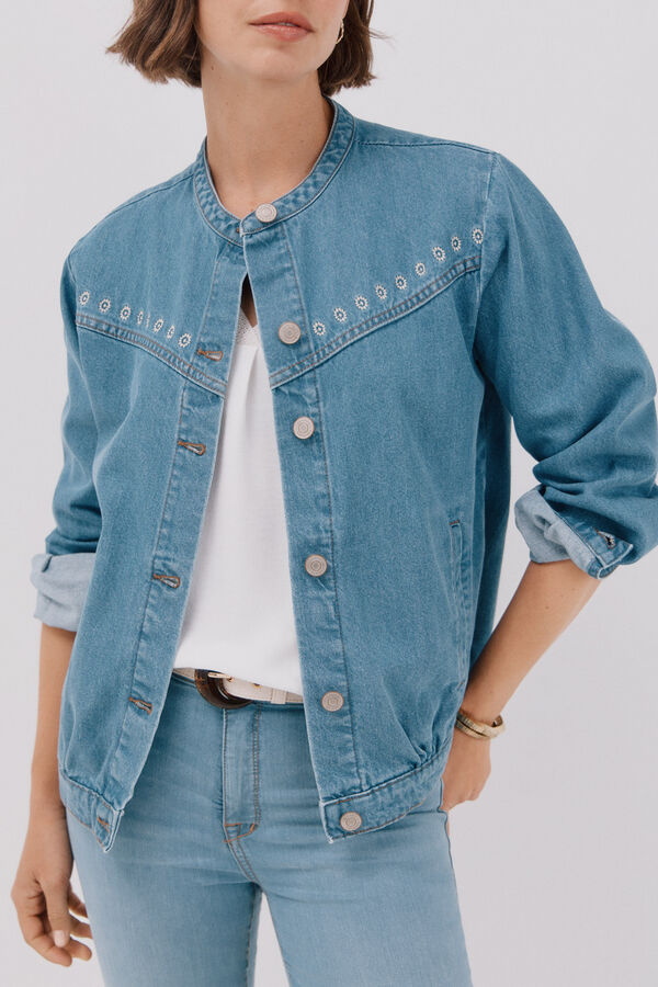 Cortefiel Cazadora Vaquera bordada Azul