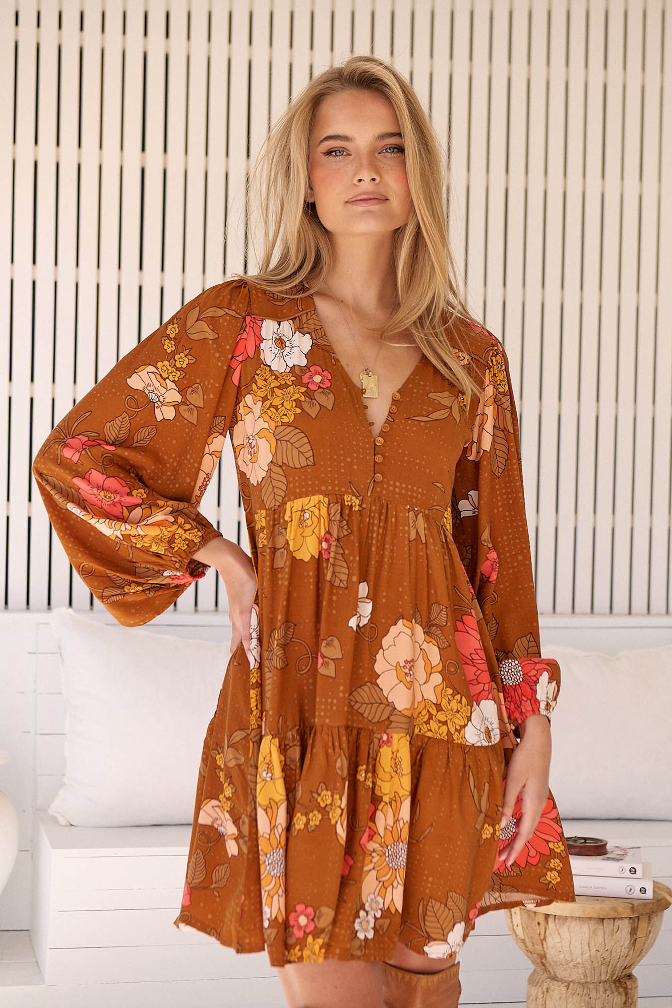 Jaase Vestido mini de manga comprida Tracey