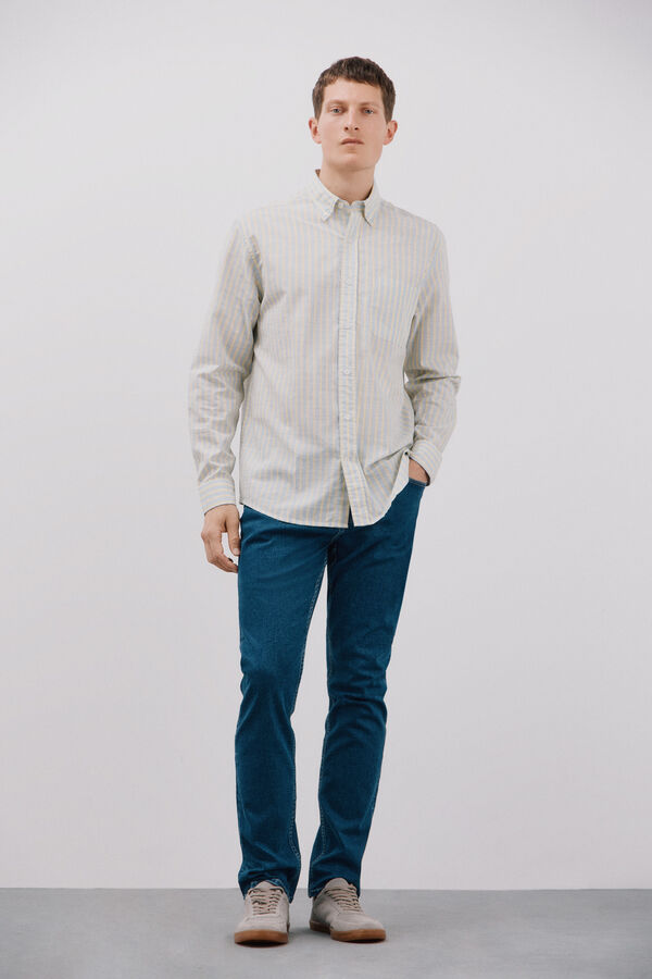 Cortefiel Camisa riscas em chamas Amarelo