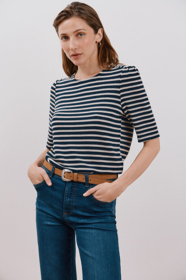 Cortefiel Camiseta estruturada riscas Azul