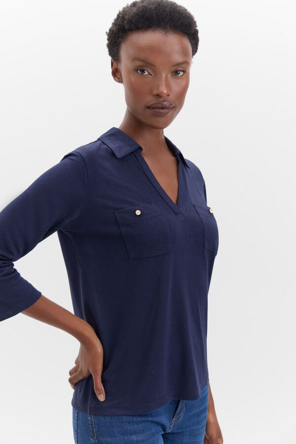 Cortefiel Camiseta cuello polo Azul marino