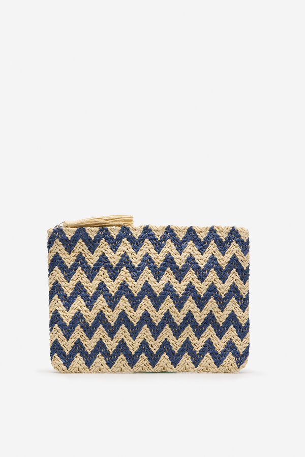 Cortefiel Bolso tote estampado espiga Estampado azul