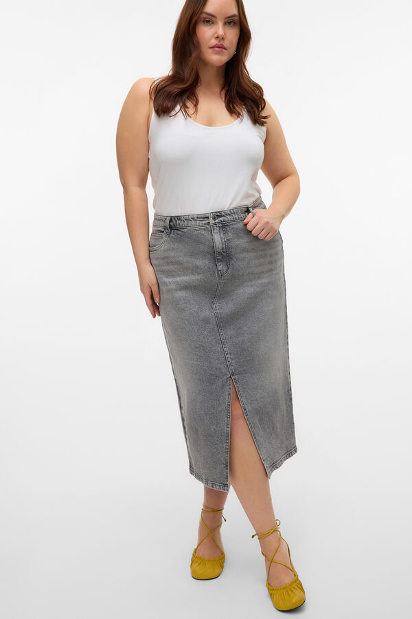 Vero Moda Curve Falda vaquera talla grande Gris