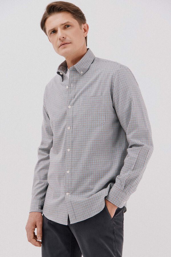 Cortefiel Camisa twill cuadros Azul oscuro