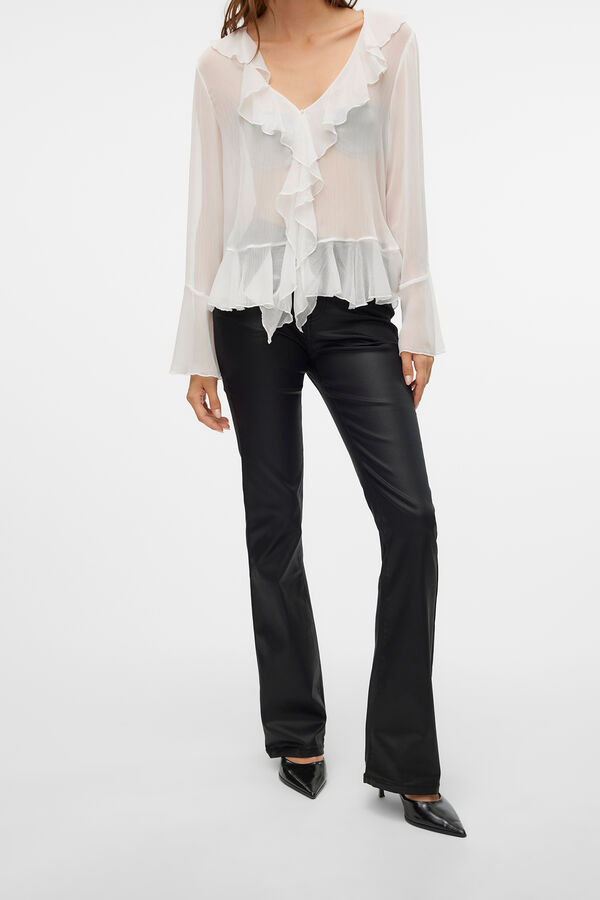 Vero Moda Jeans flared de mujer efecto polipiel Negro