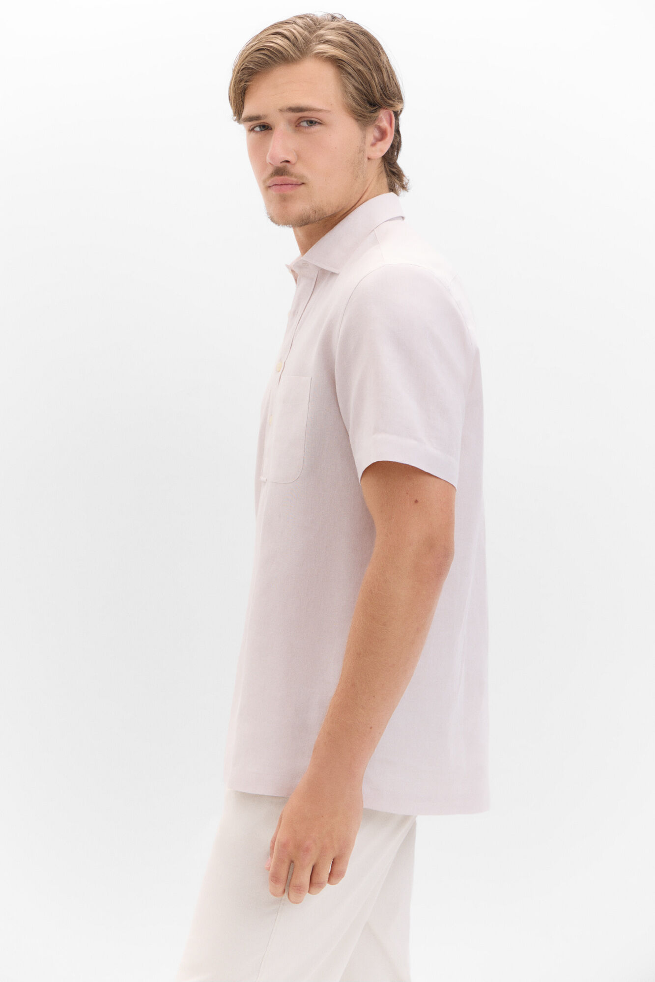 Cortefiel Polera raias linho algod&atilde;o manga curta