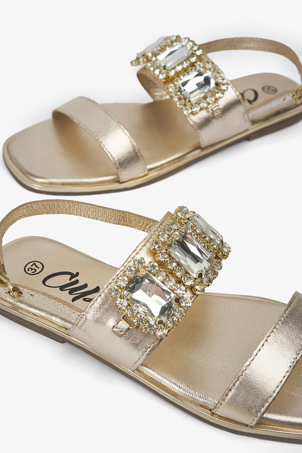 Cupl&eacute; Sandalia joya piel oro Amarillo