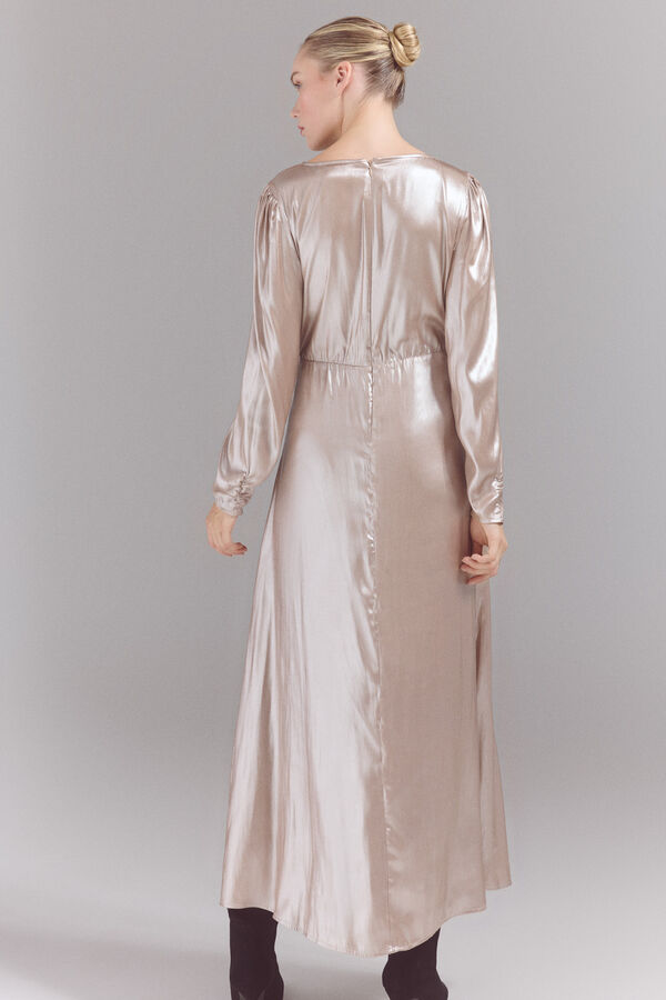 Slowlove Vestido em tecido laminado prateado Dourado