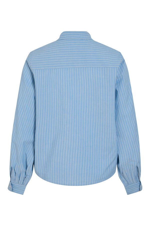 Vila Camisa riscas com bordado Azul