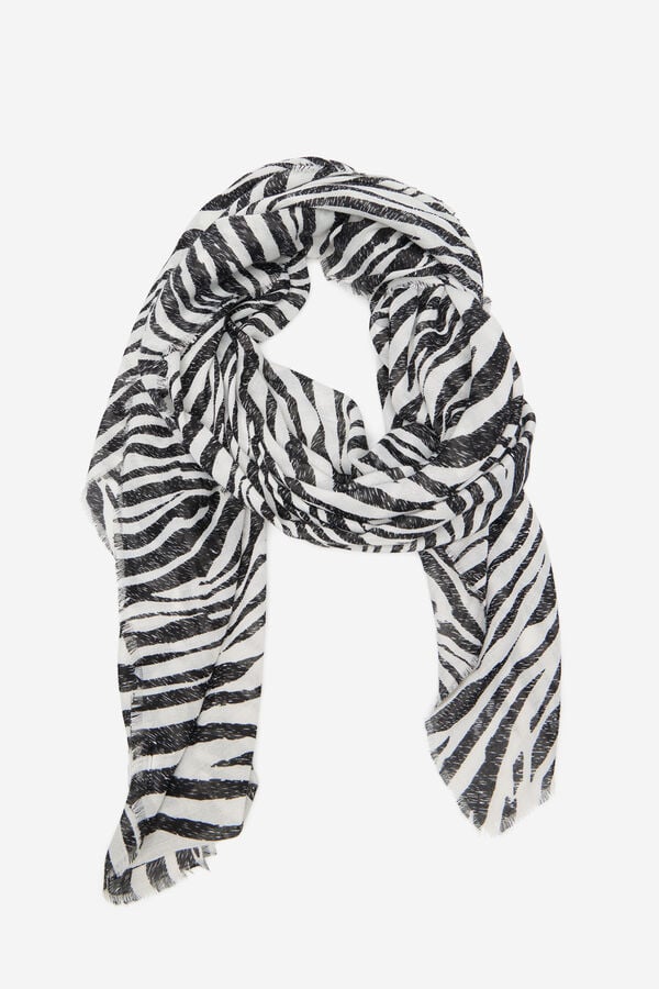 Cortefiel Fular con estampado de cebra Estampado blanco
