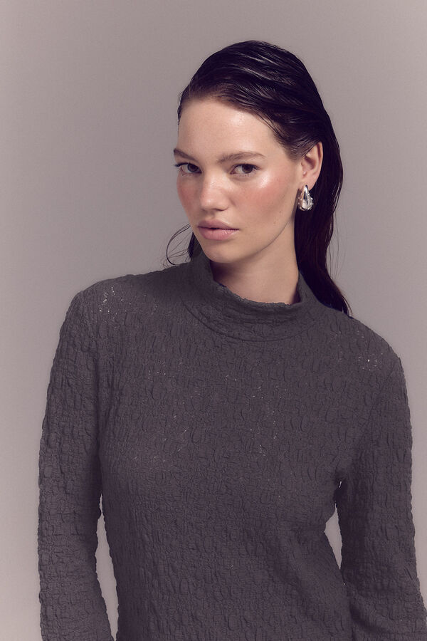 Slowlove Vestido punto estructura Gris