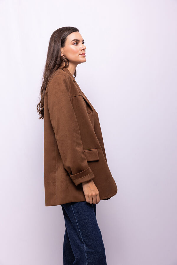 Object Blazer com efeito camur&ccedil;a Castanho