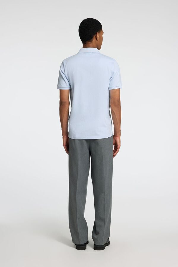 Selected Polo Slim Fit de manga curta confeccionada em algodão orgânico Azul