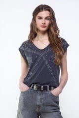 Slowlove Camiseta tachas Cinzento