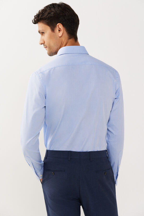 Cortefiel Camisa vestir lisa f&aacute;cil plancha Azul