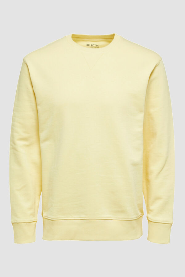 Cortefiel Sweatshirt algodão orgânico gola caixa Amarelo