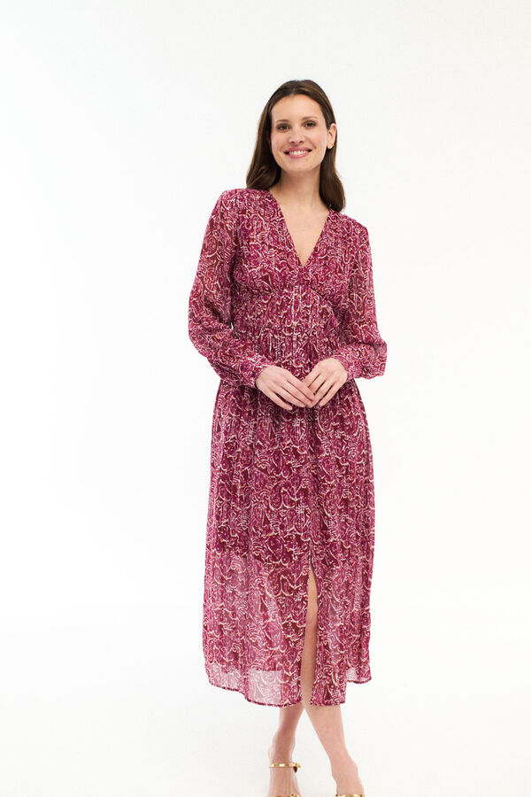 Vila Vestido midi estampado con l&uacute;rex Rosa