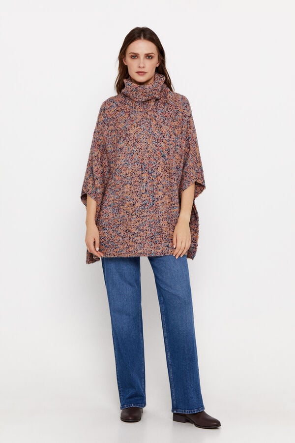 Cortefiel Poncho de gola alta Tostado