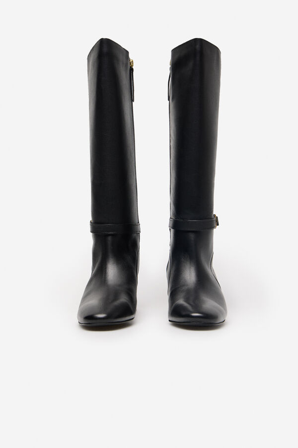 Cortefiel Bota com fivela em couro napa Preto