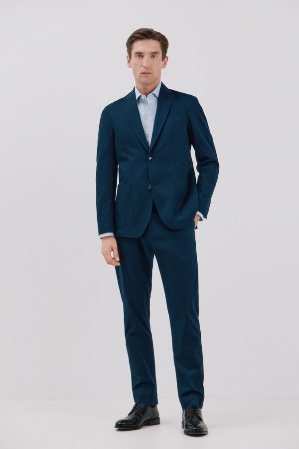 Cortefiel Blazer de algod&atilde;o e linho Azul