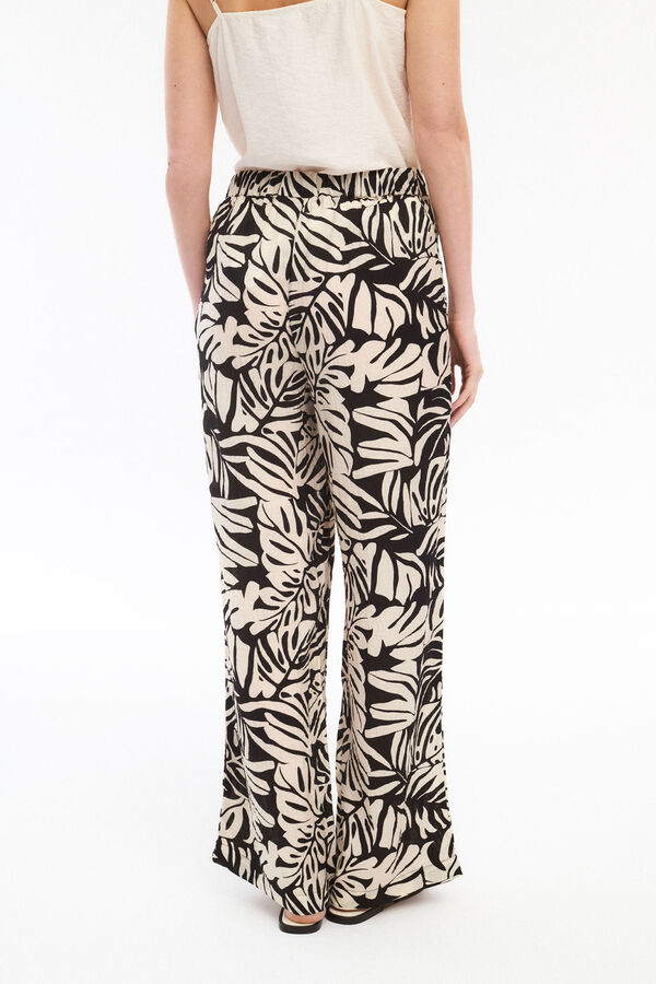 Vila Pantalón estampado cintura alta Negro