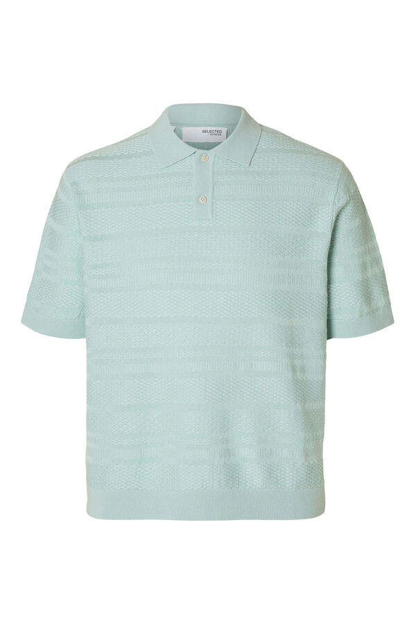 Selected Camisa polo de malha estruturada de manga curta  Azul