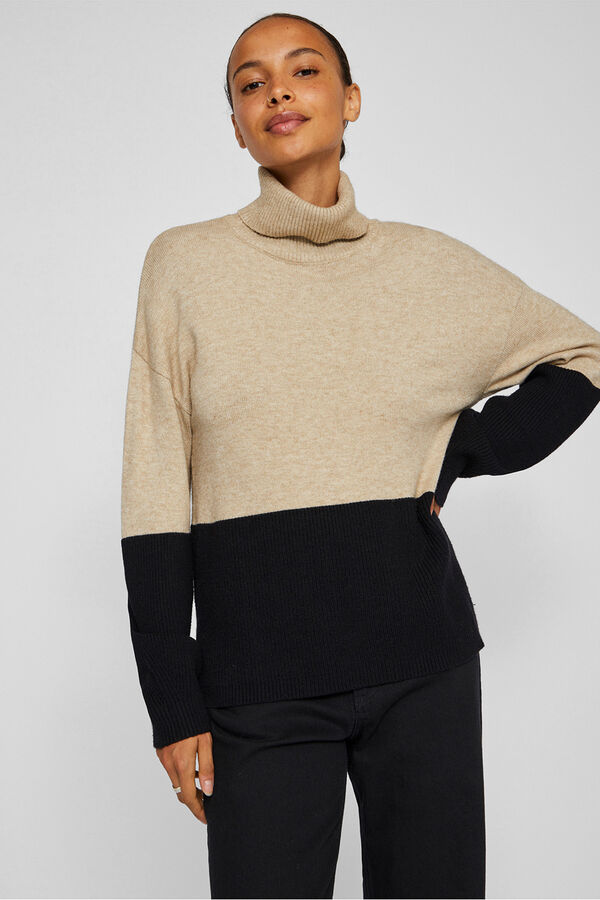 Vila Jersey de punto bicolor Estampado blanco