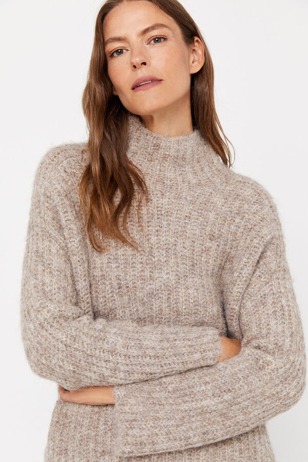 Cortefiel Camisola de malha bordada Castanho