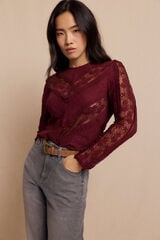 Slowlove Top encaje combinado Vino