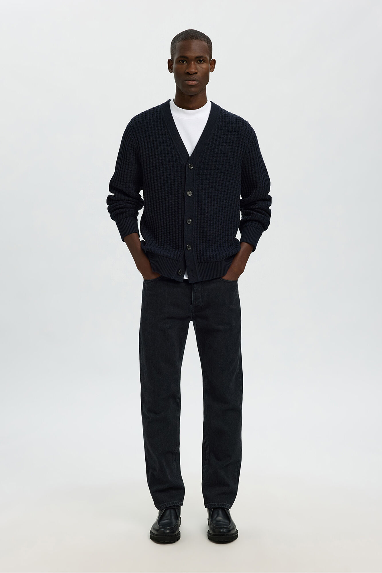 Selected C&aacute;rdigan cuello en pico 100% algod&oacute;n org&aacute;nico