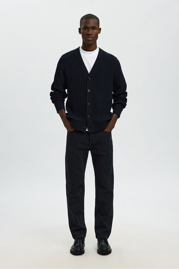 Selected C&aacute;rdigan cuello en pico 100% algod&oacute;n org&aacute;nico Azul marino