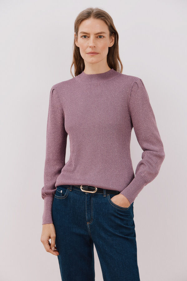 Cortefiel Su&eacute;ter de malha met&aacute;lica Roxo