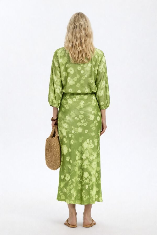 Selected Falda larga estampada Verde