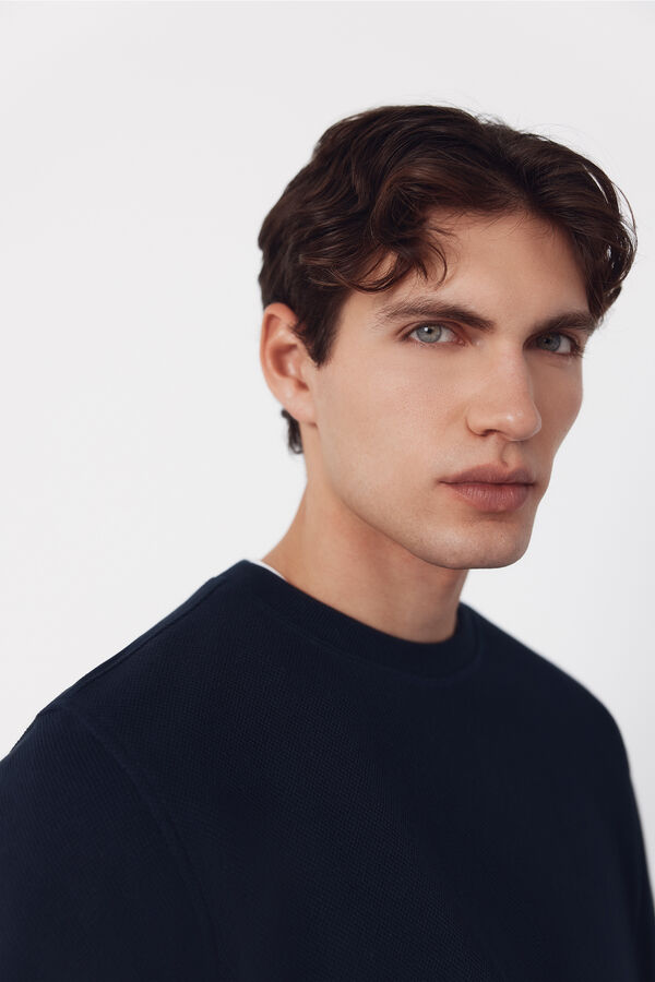 Cortefiel Sweatshirt estruturada com gola caixa Azul
