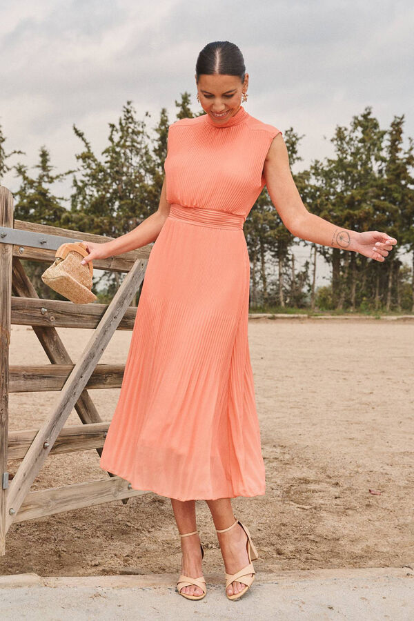 Pol&iacute;n Et Moi Vestido sin mangas plisado Coral