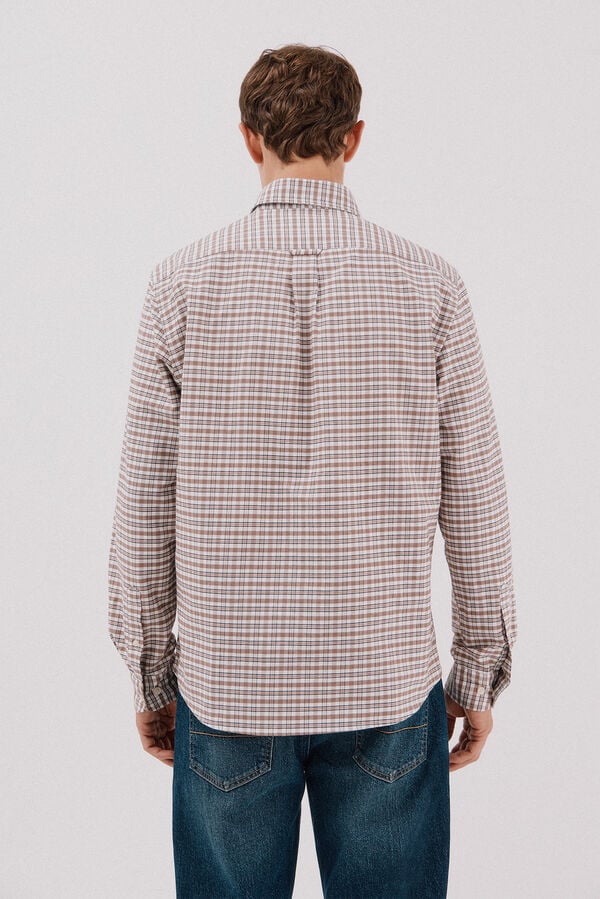 Cortefiel Camisa oxford cuadros Estampado marr&oacute;n