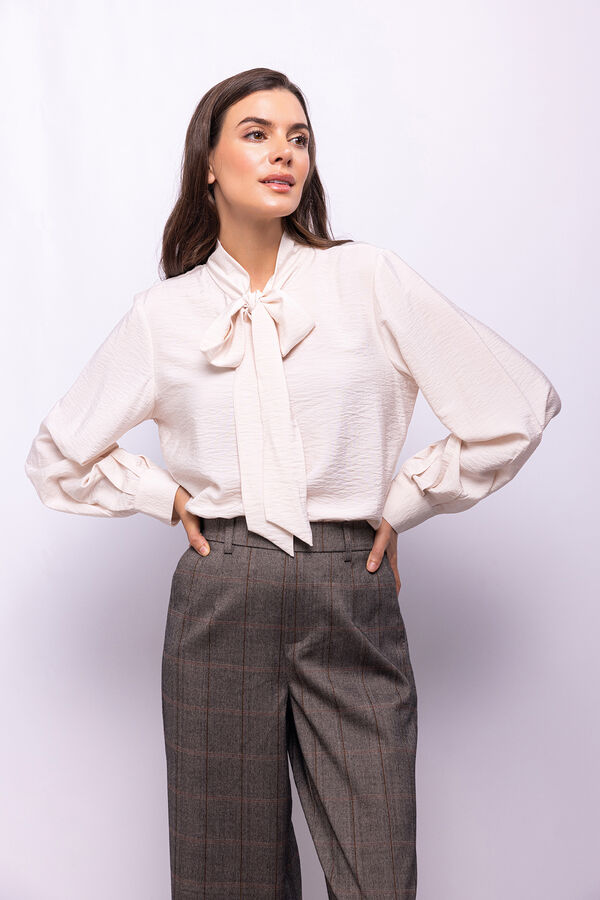 Object Pantal&oacute;n de vestir con cuadros Marr&oacute;n