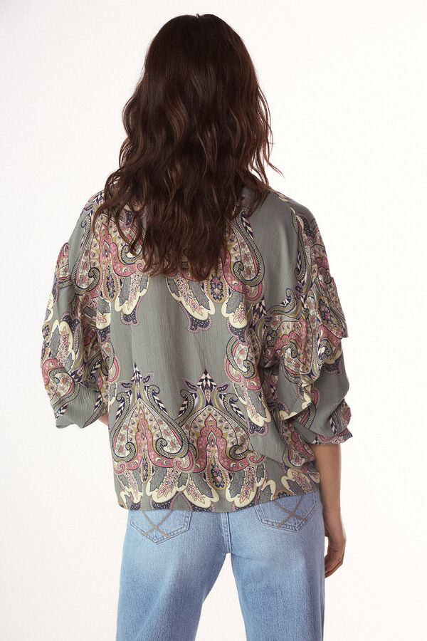 Slowlove Blusa estampada com folho Azul