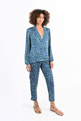 Molly Bracken Blazer de mulher estampado de manga comprida Azul