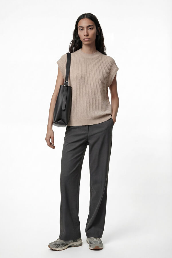 Vero Moda Blusa manga com gola alta  Castanho