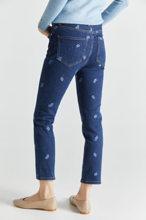 Cortefiel Calças jeans bordadas Azul