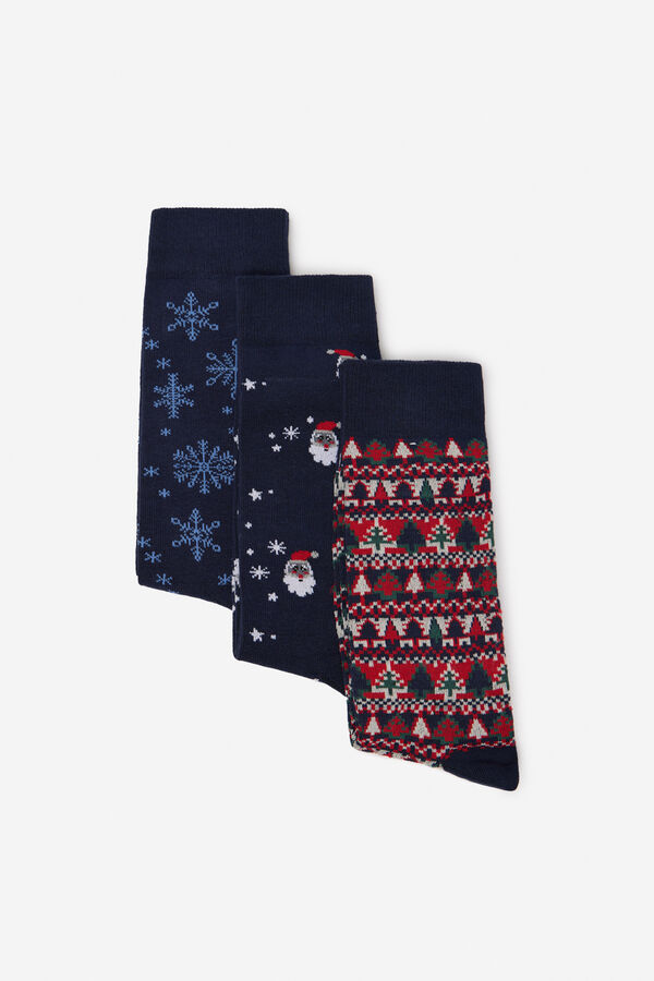 Cortefiel Caja 3 Calcetines regalo Azul marino