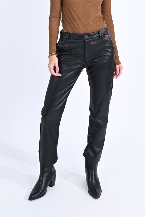 Molly Bracken Calças pelo tornozelo efeito couro Preto